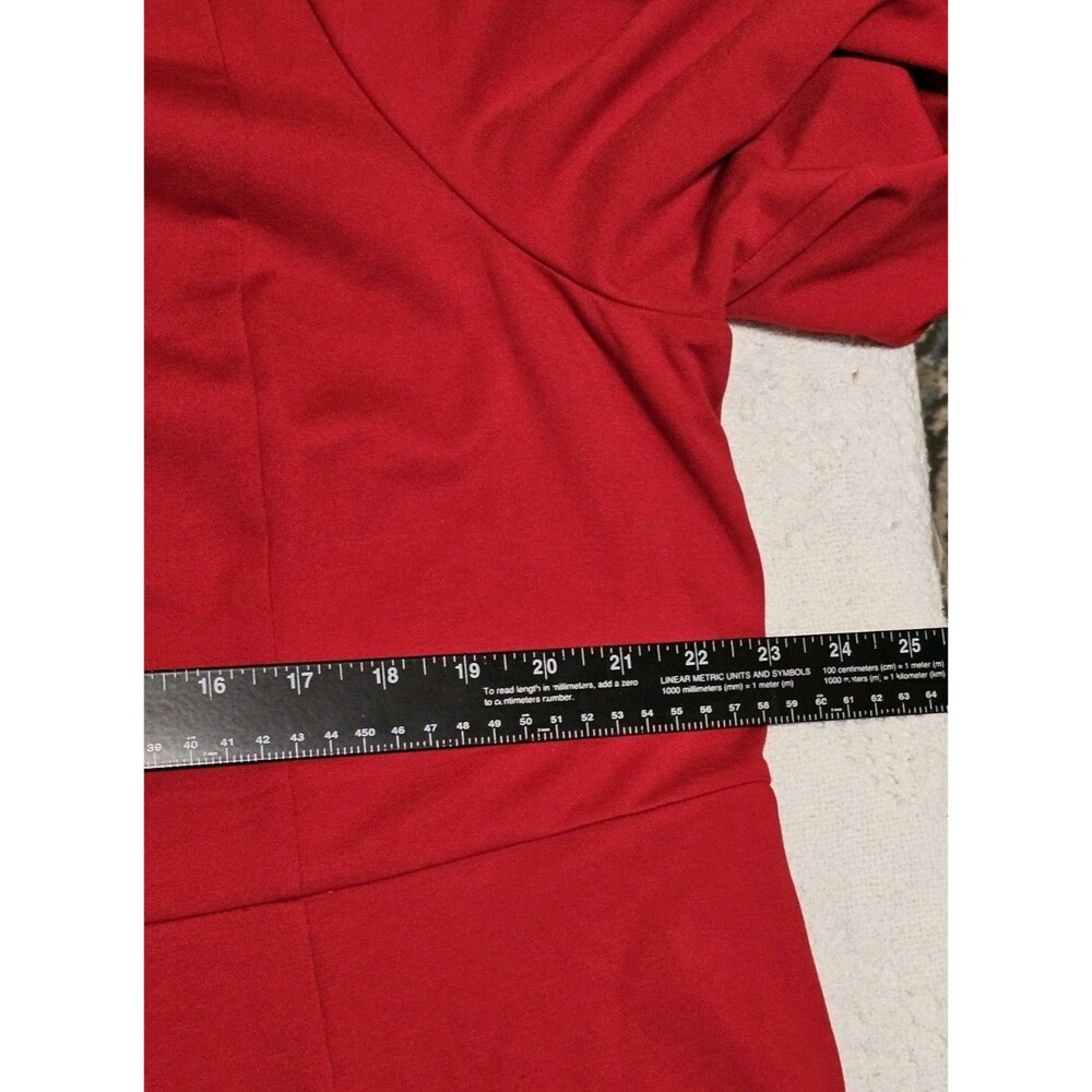 J. Jill Red Knit Dress XL Puff Sleeve A-Line Midi Casual Comfort Fit Stretch - Picture 9 of 11